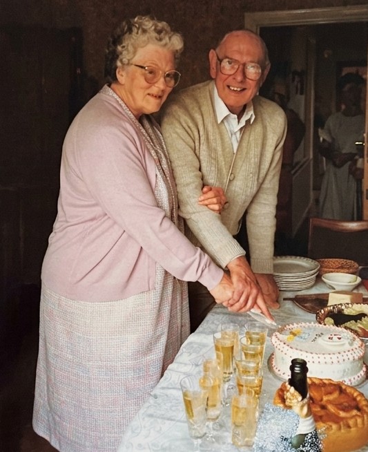 Walter and Margaret Stevens, 40th wedding anniversary, July 1985