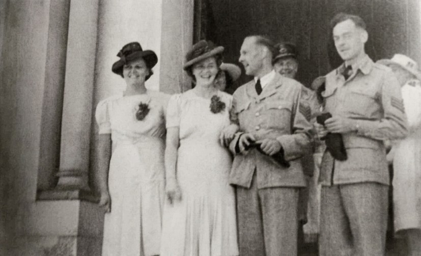 Walter and Margaret Stevens, wedding day, 9 July 1945